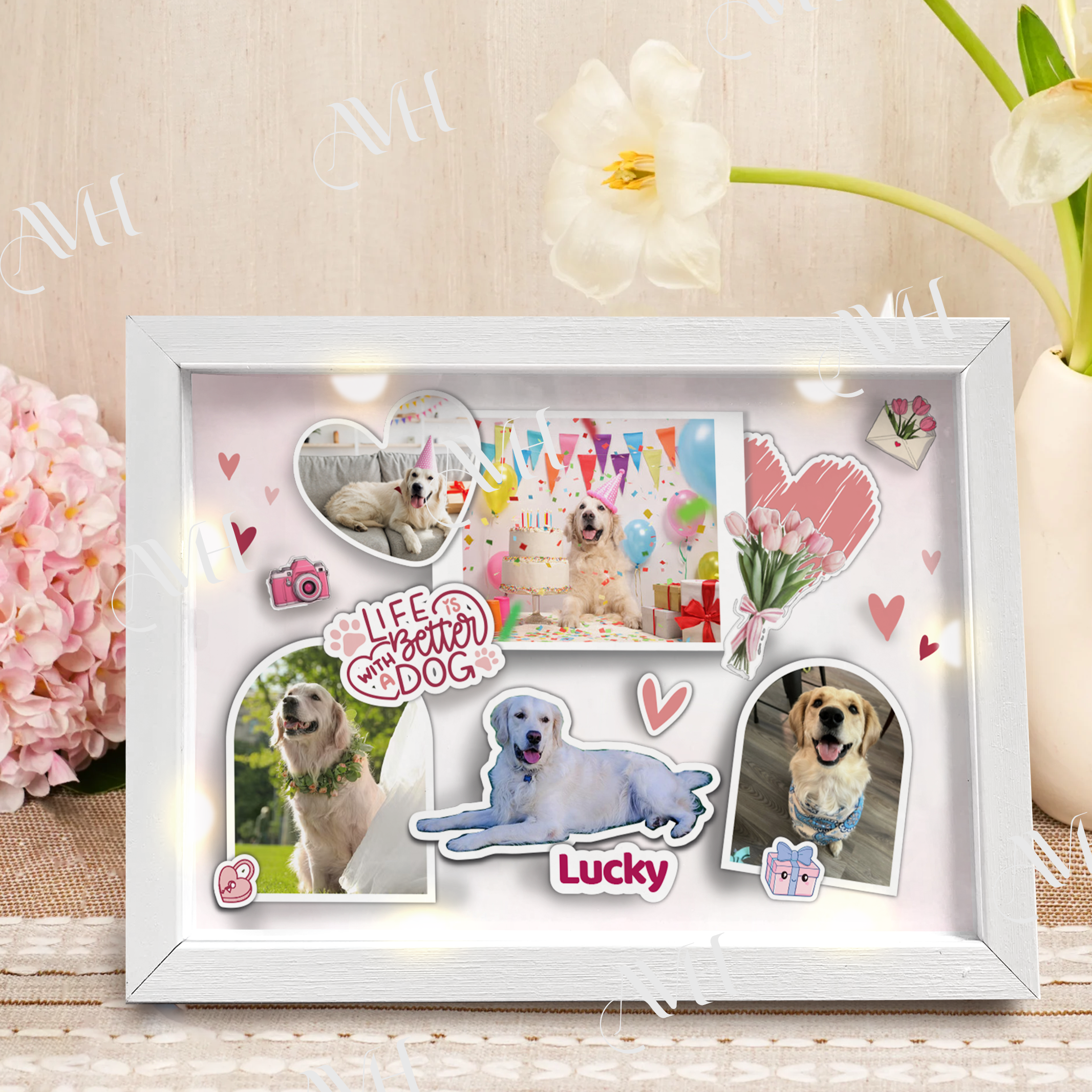 Live is better with a dog - 3D Picture Frame